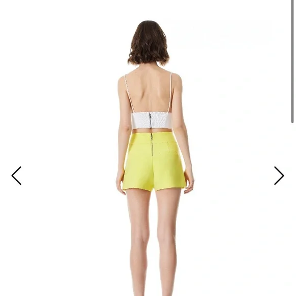 Alice + Olivia Donald High Waisted Shorts in Canary - Picture 3 of 8